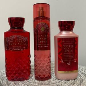 BBW Winter Candy Apple Body Lotion, Body Wash, Fragrance Mist set of 3 NWT